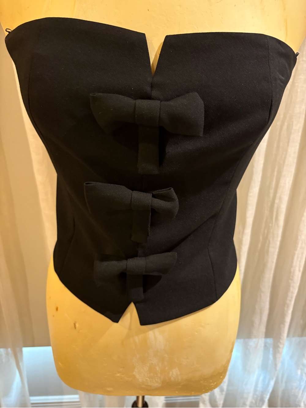 Elodie Black Strapless Bow-Front Bustier